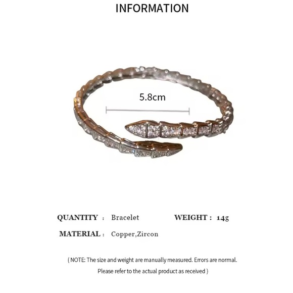 Serpentine serpent snake Silver Women's Jewelry bracelet - Picture 7 of 9